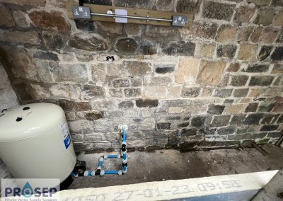 Borehole water filtration room before installation, Luddendenfoot.